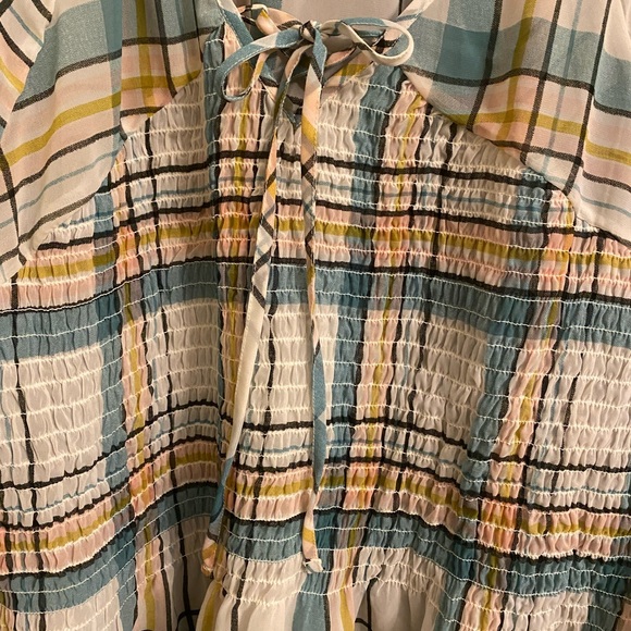 Boho Sheer Plaid Plus Size Top - Picture 2 of 12